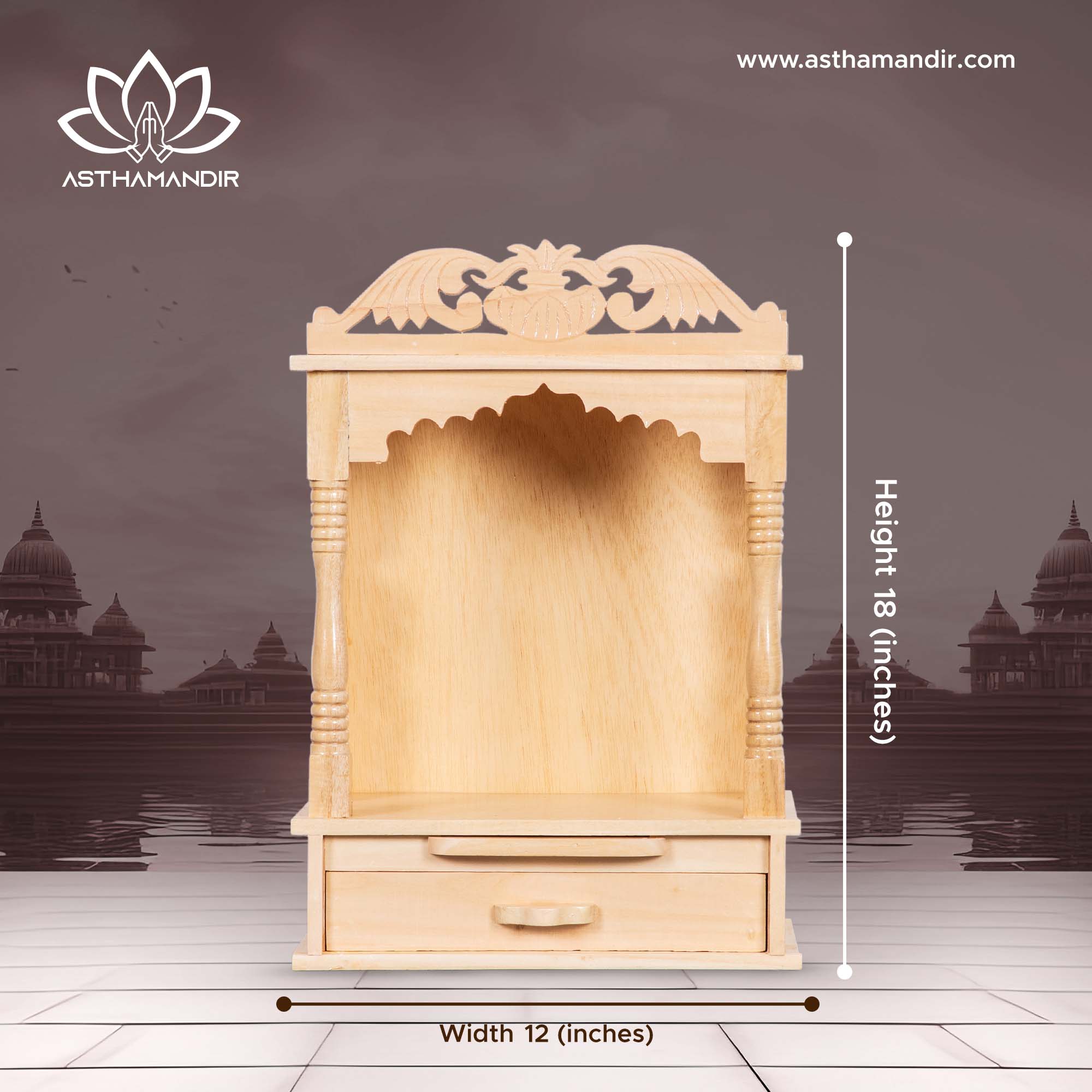 Elegant Handcrafted Sevan Wood Home Puja Mandir