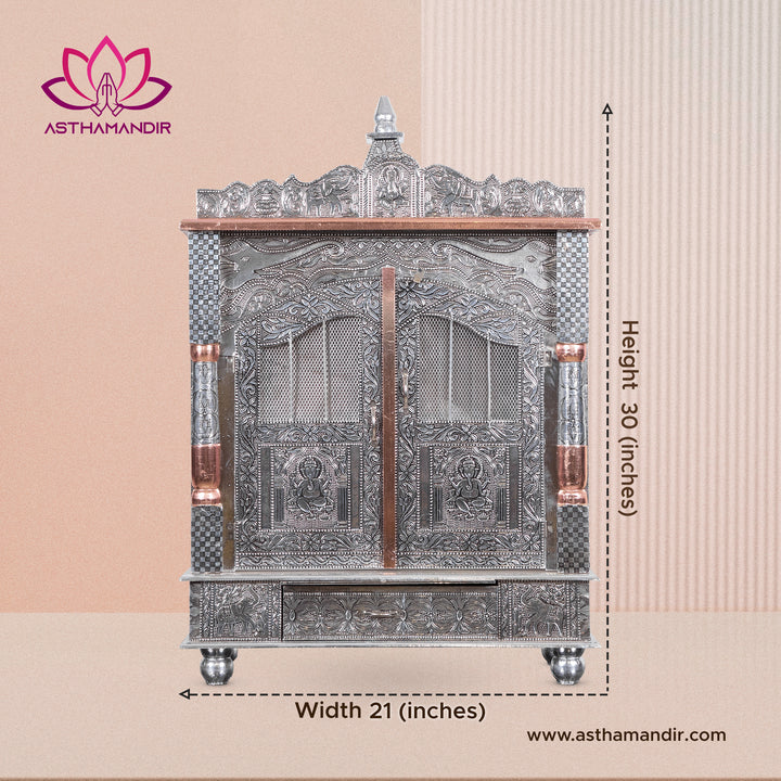 Brilliant Home Designs Aluminium & Copper Oxidized Home Temple mandir