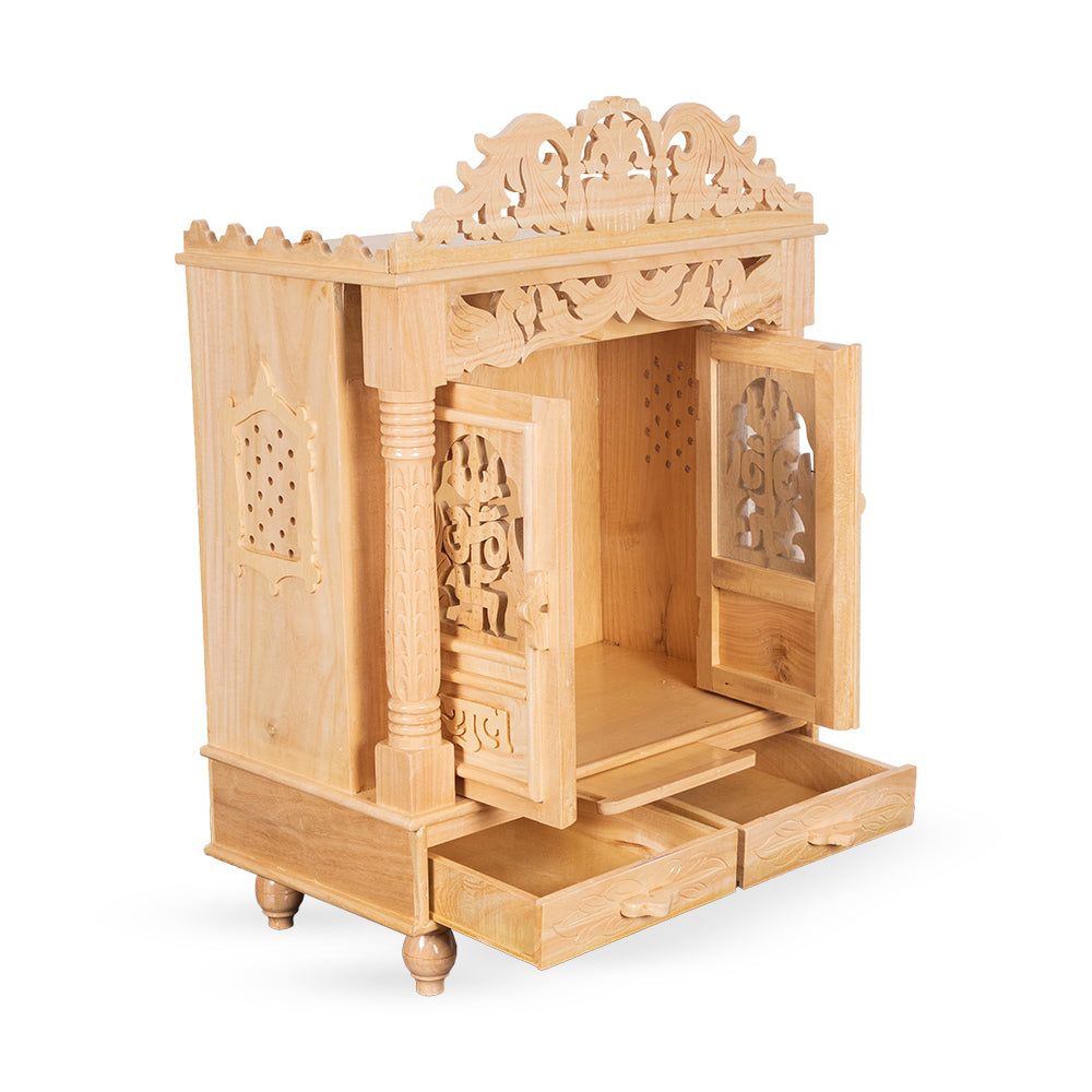Wooden Temple Handmade Carving Sevan Wood Pooja Mandir