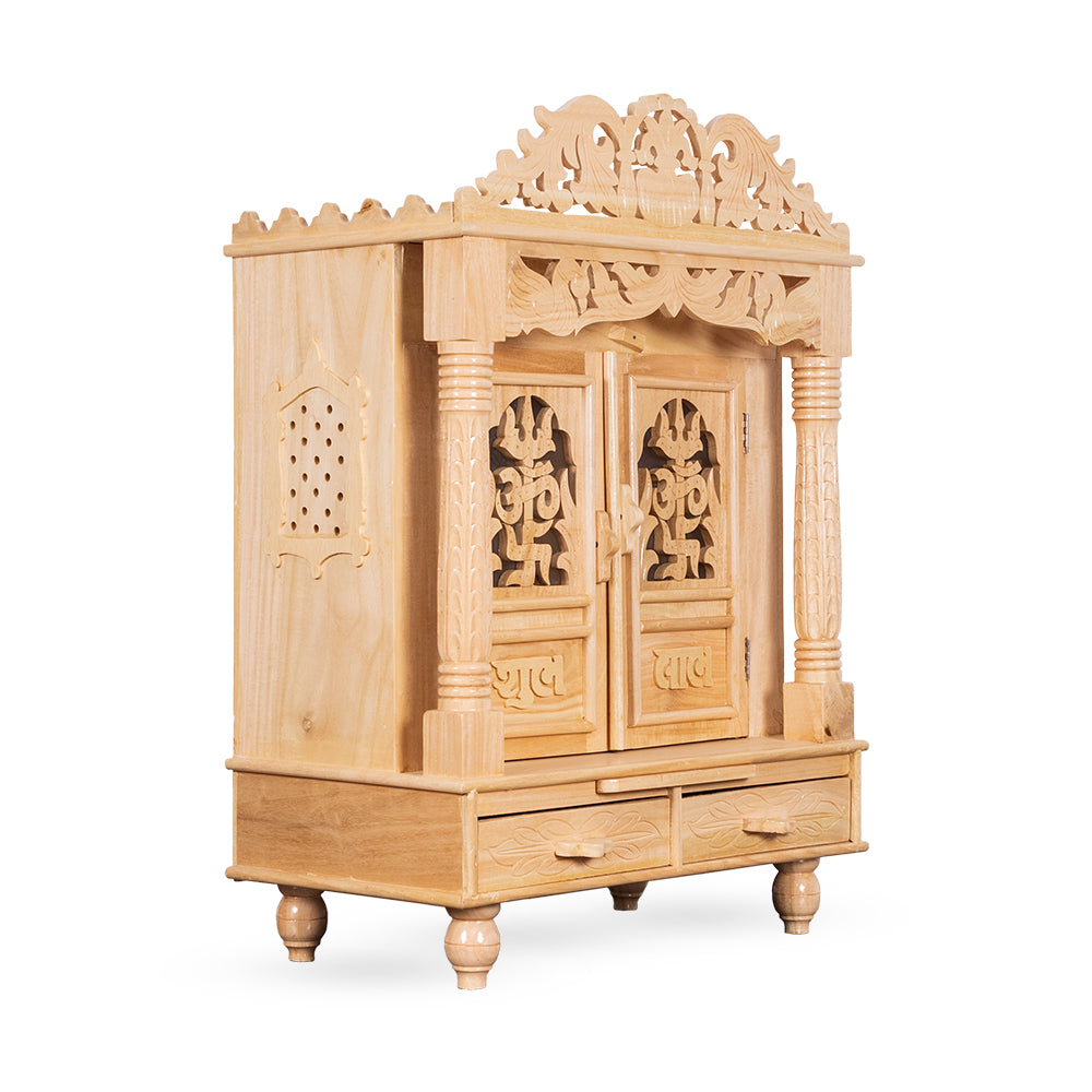 Wooden Temple Handmade Carving Sevan Wood Pooja Mandir