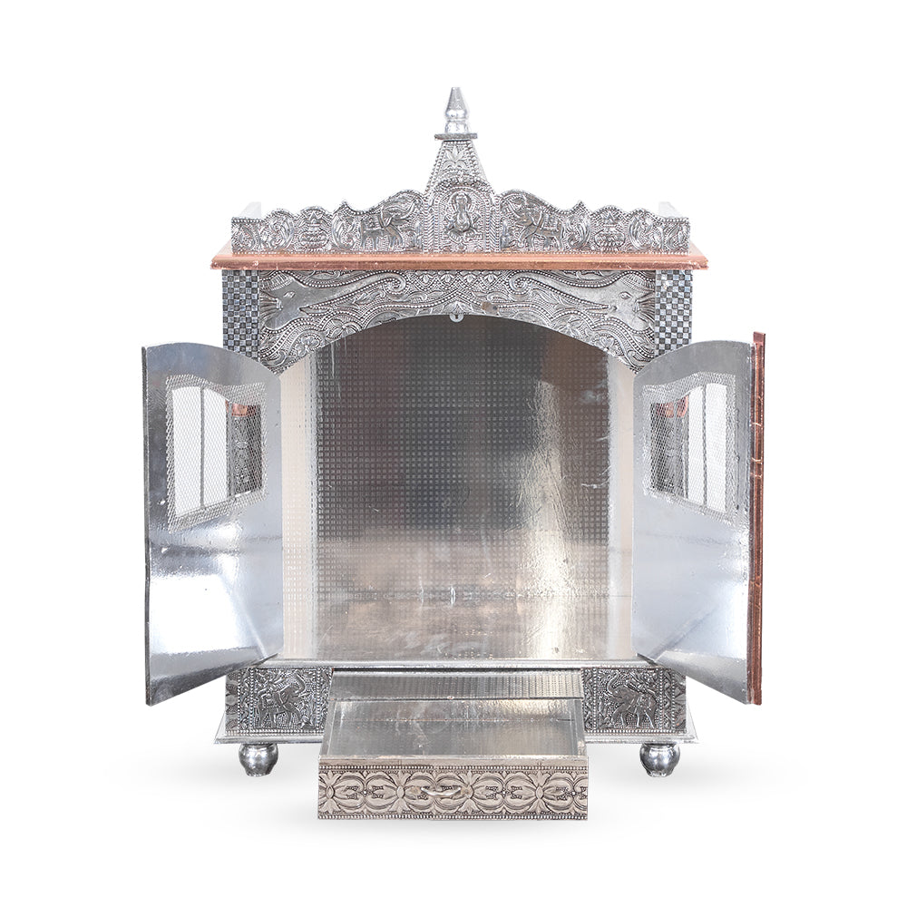 Brilliant Home Designs Aluminium & Copper Oxidized Home Temple mandir